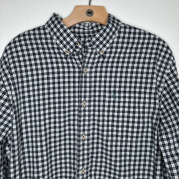 Southern Tide‎ Shirt Men’s Large Black Blue Plaid Long Sleeve Button Up Fishing - Picture 1 of 5